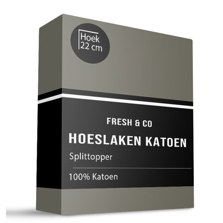 Splittopper Hoeslaken - Katoen - Truffel - Verkoelend