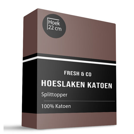 Splittopper Hoeslaken - Katoen - Terra - Verkoelend
