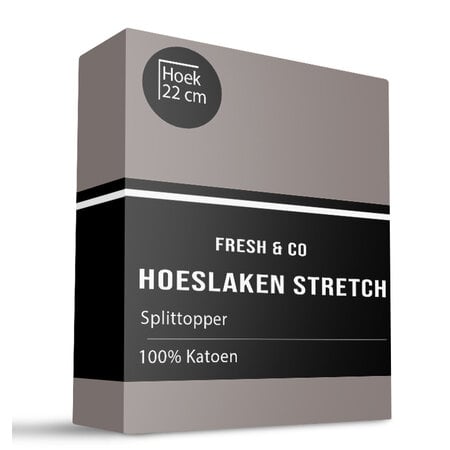 Splittopper Hoeslaken - Katoen Jersey Stretch - Taupe