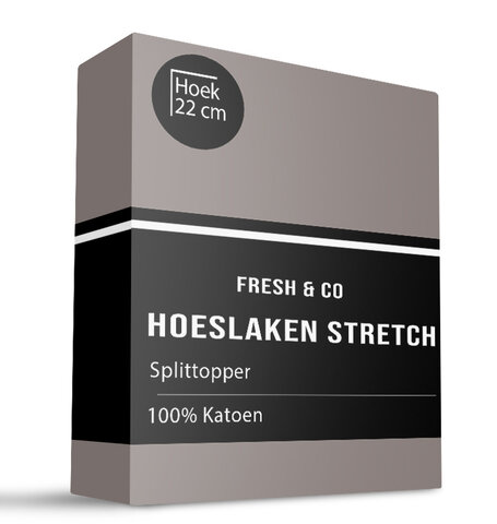 Splittopper Hoeslaken - Katoen Jersey Stretch - Taupe