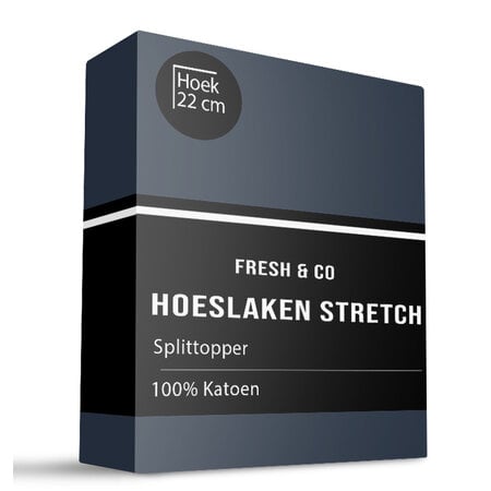 Splittopper Hoeslaken - Katoen Jersey Stretch- Navy