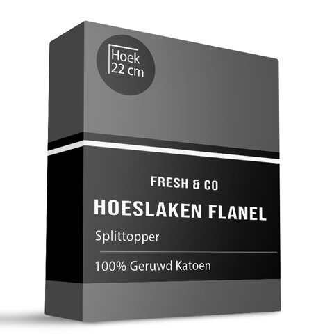 Splittopper Hoeslaken - Flanel - Antraciet