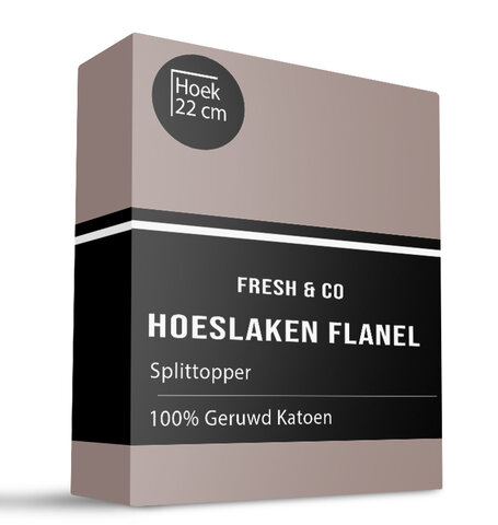 Splittopper  Hoeslaken - Flanel - Taupe