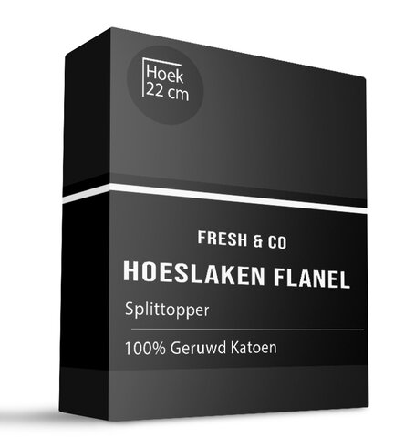 Splittopper Hoeslaken - Flanel - Zwart