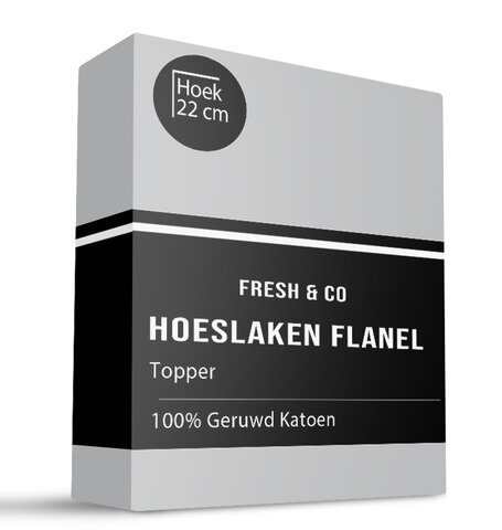 Topper Hoeslaken - Katoen Flanel - Lichtgrijs