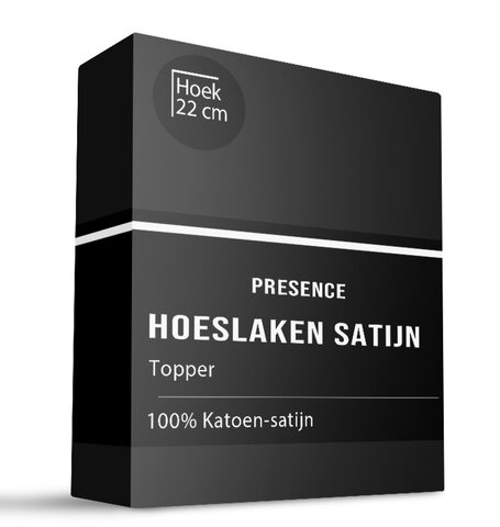 Topper Hoeslaken - Satijn - Zwart