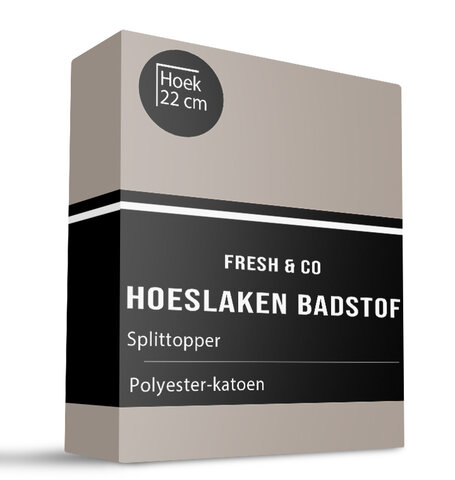 Splittopper Hoeslaken - Badstof - Taupe
