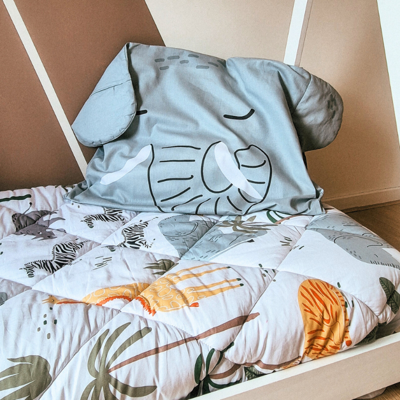 HappyBed Eddy Elephant kussensloop set 2 stuks - 60x70 cm - 100% Katoen - Kussensloop met rits - Ultieme slaapcomfort