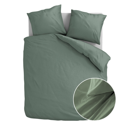 Dekbedovertrek Katoen-Flanel - Uni - Groen