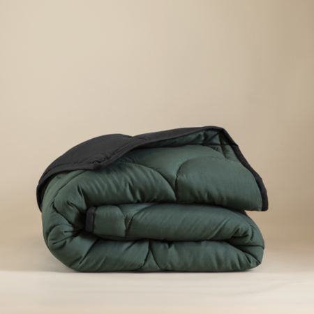 Lazy Dekbed & Dekbedovertrek in 1 - Double Face - Zwart / Donkergroen