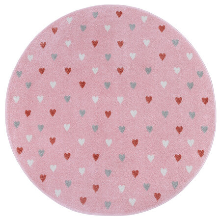 Vloerkleed Kids Little Hearts Rond - Roze