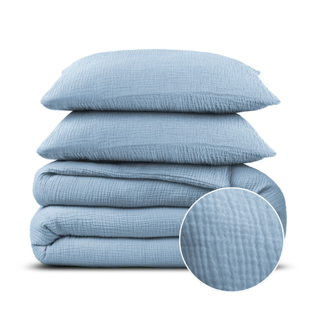 Dekbedovertrek Percale-Katoen - Mousseline - Blauw
