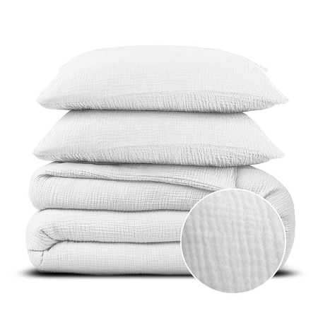 Dekbedovertrek Percale-Katoen - Mousseline - Wit