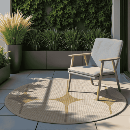 Dubbelzijdig Buitenkleed Bowen Rond - Creme/Beige