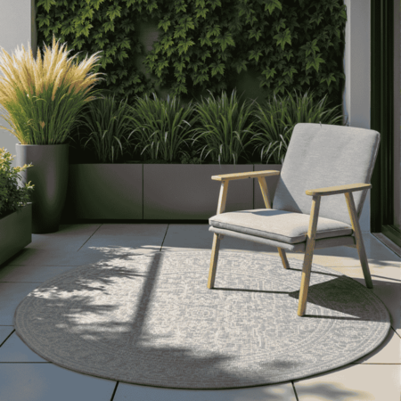 Dubbelzijdig Buitenkleed Kona Rond - Wit/Grijs