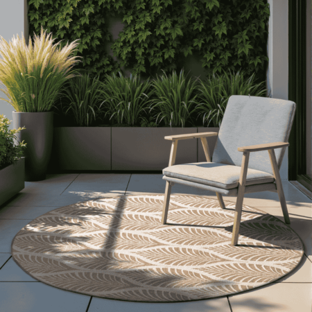 Dubbelzijdig Buitenkleed Liora Rond - Beige