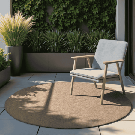 Dubbelzijdig Buitenkleed Rosel Rond - Beige