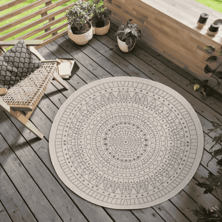 Dubbelzijdig Buitenkleed Porto Rond - Beige/Creme