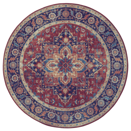 Vintage Vloerkleed Anthea Rond - Rood/Blauw