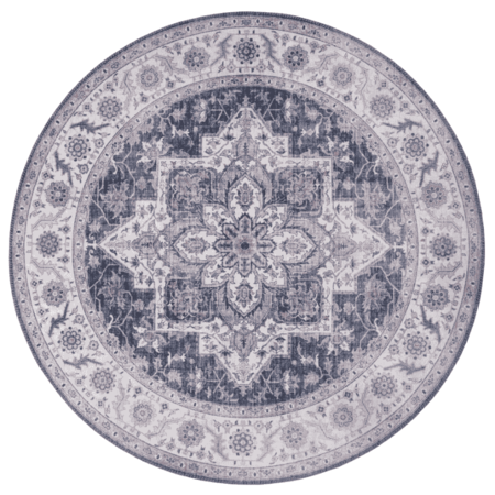 Vintage Vloerkleed Anthea Rond - Wit/Lichtroze