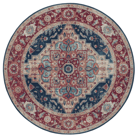 Vintage Vloerkleed Sylla Rond - Rood/Blauw