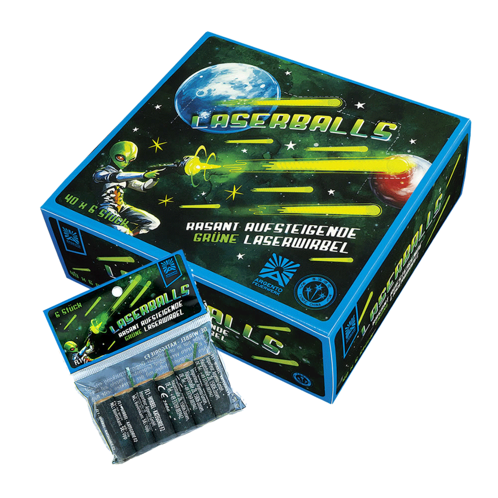 Argento Vuurwerk Laserballs 6st.