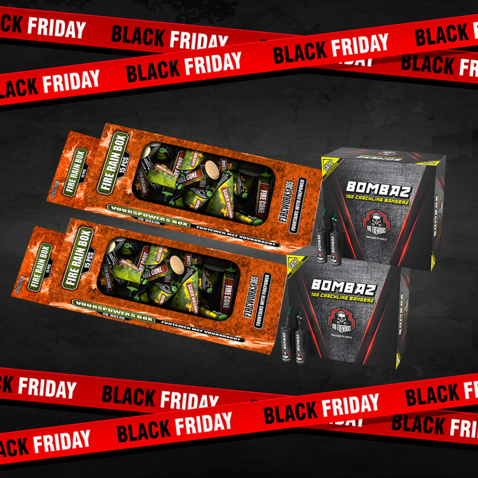 Lesli Vuurwerk 2x Fire Rain Box und  2x Bombaz