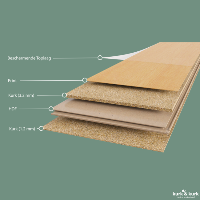 QualyCork KLIK Wood Authentiek Elegant Eik XL plank (PROMO Laatste 140,79 m²)