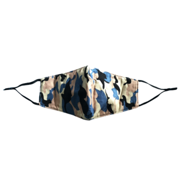 Wasbaar  mondmasker camouflage blauw