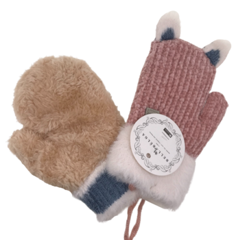 Kinderwant- petit ourson-donker roze