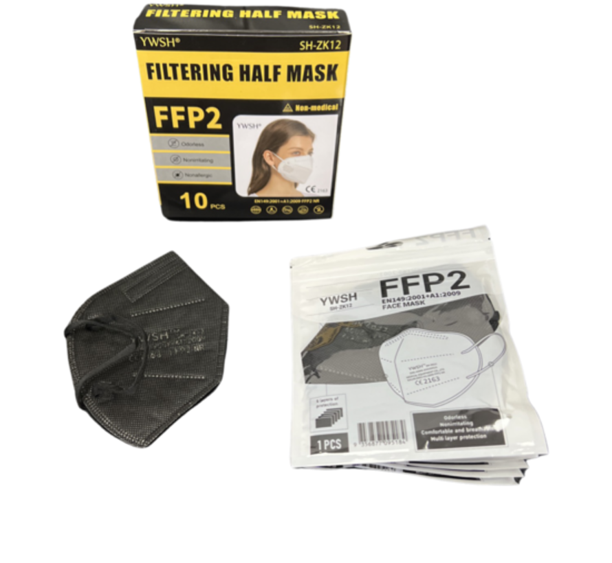 FFP2 mondmaskers zwart - per 10st