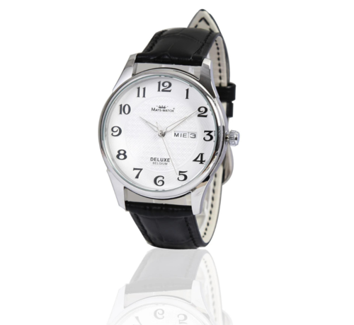 Mats-Watch horloges - Belgisch merk  Mats Watch-Silver moon- leather belt herenhorloge