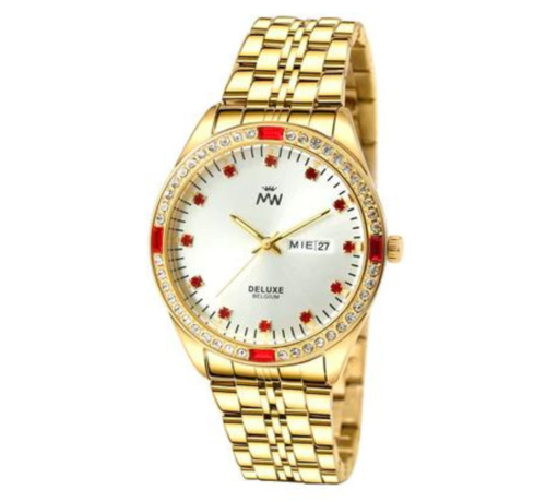 Mats-Watch horloges - Belgisch merk  Mats Watch-red stone- goud- herenhorloge