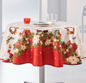 Rond kersttafelkleed jingle bells 160cm