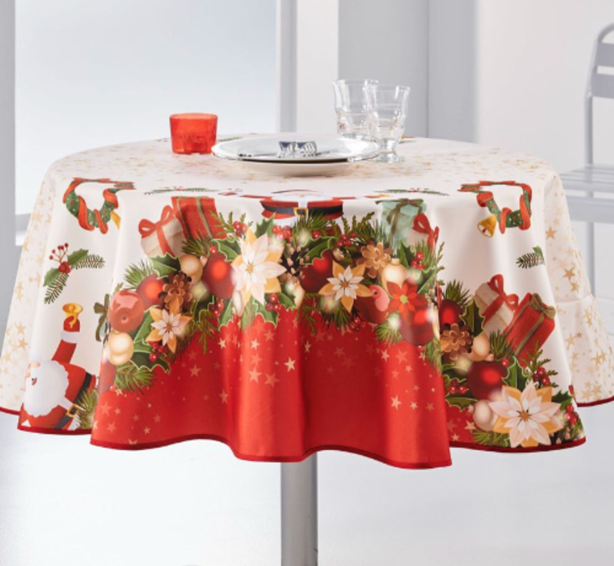 Rond kersttafelkleed jingle bells 160cm