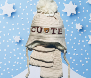 BelgaBabe -2Delige Set: muts met fleecevoering + sjaal