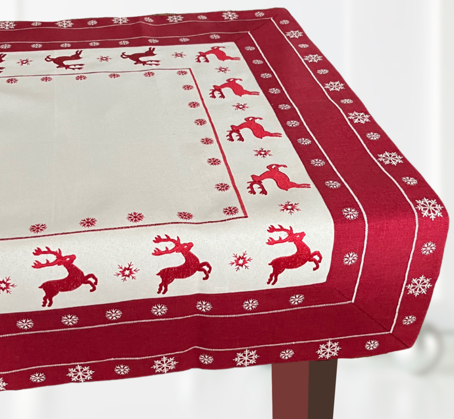 Kersttafelkleedje - tafel theenap - vierkant 85cm -rendier