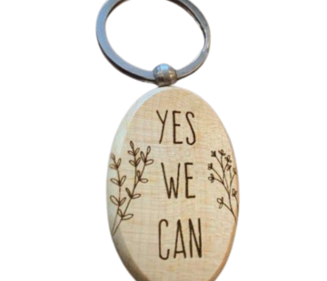 Dotti  Houten sleutelhanger 'Yes we can'