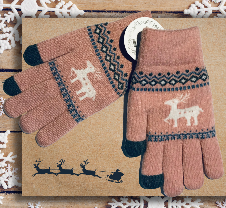 Winter handschoenen lapland voor jongeren, dames en heren roze