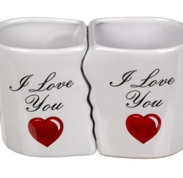 Dubbele mok I love you - set van 2 in geschenkenbox