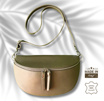 BellaBelga- Belgisch merk UrbanEase Vanilla - beige -trendy lederen crossbody tas