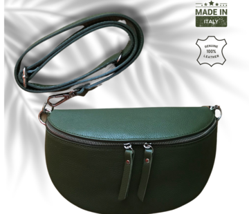 BellaBelga- Belgisch merk UrbanEase Smaragd - groen - trendy lederen crossbody tas