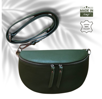 BellaBelga- Belgisch merk UrbanEase Smaragd - groen - trendy lederen crossbody tas