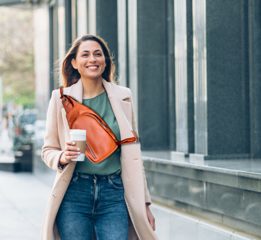 JungleEase-Crossbody tas - Echt Leder - Oranje