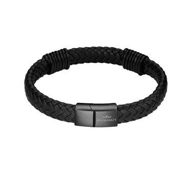 Rotarcraft watches  - gemaakt van de allerbeste materialen  Zwart gevlochten leren armband RCB04