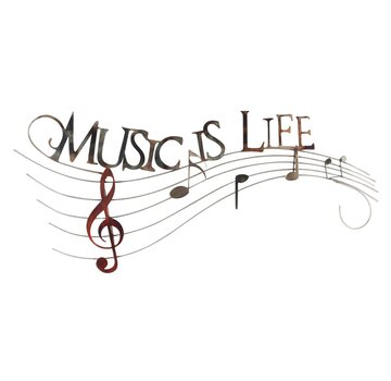  Kunst wanddecoratie  Music is Life - 130x57 cm met 3D effect