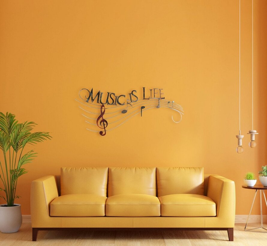 Music is Life - 130x57 cm met 3D effect