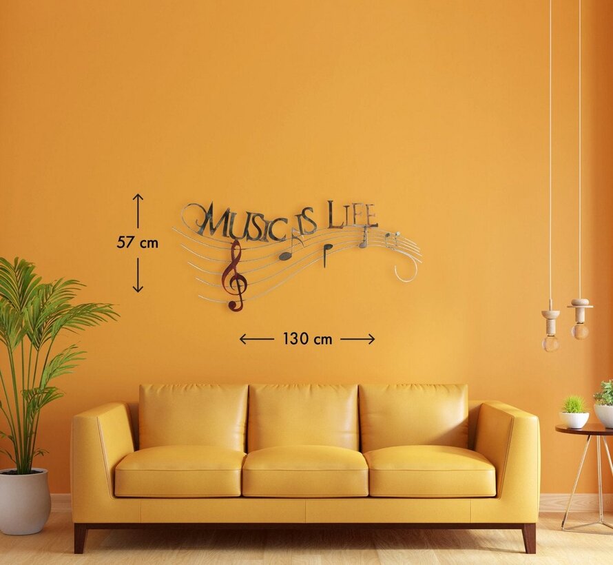 Music is Life - 130x57 cm met 3D effect