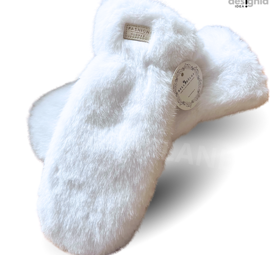 Wanten Fluffy Fake fur voor dames-wit