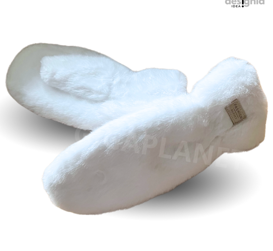 Wanten Fluffy Fake fur voor dames-wit